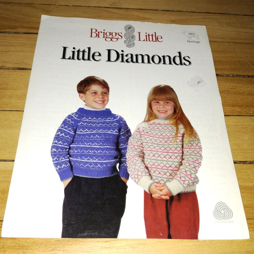Briggs & Little Knitting Patterns Little Diamonds Leaflet #2005 (Vintage)